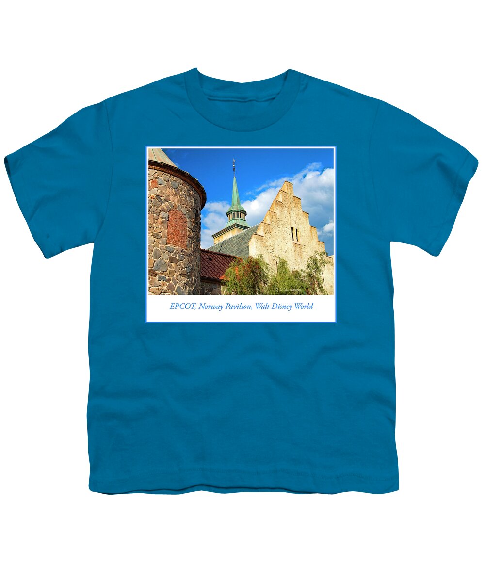 Norway Youth T-Shirt featuring the photograph Norway Pavilion and Buildings, EPCOT, Walt Disney World by A Macarthur Gurmankin