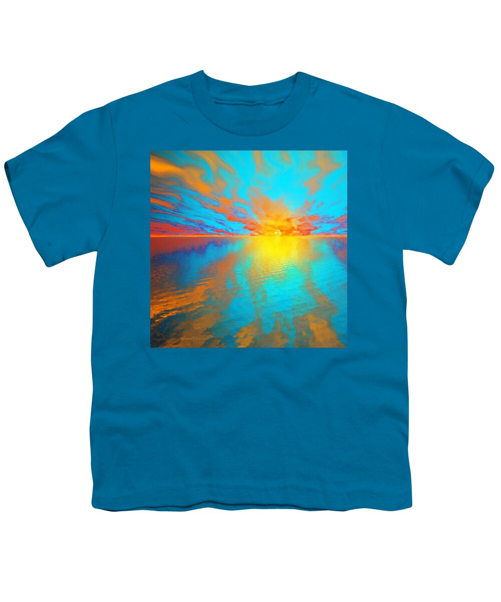 Sunset Youth T-Shirt featuring the painting Ocean Sunset by Susanna Katherine