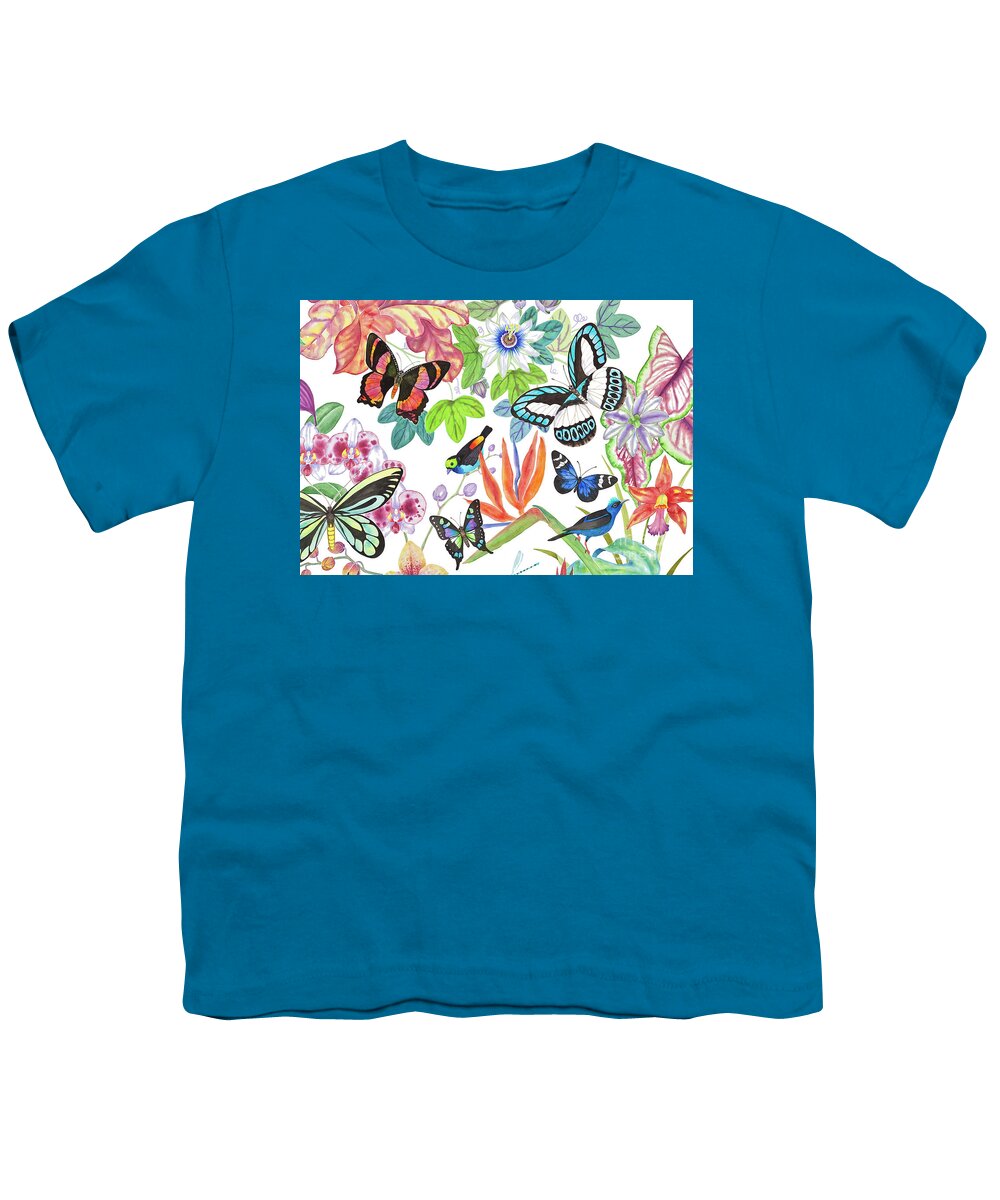 Tropical Birds Youth T-Shirt featuring the painting Paradise Tanager by Lucy Arnold