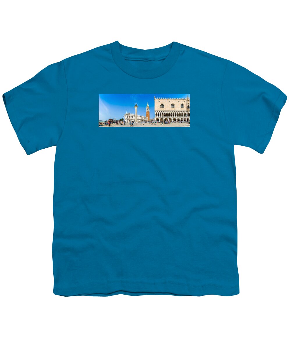 Biblioteca Nazionale Marciana Youth T-Shirt featuring the photograph Piazzetta San Marco with Doge's Palace and Campanile, Venice by JR Photography
