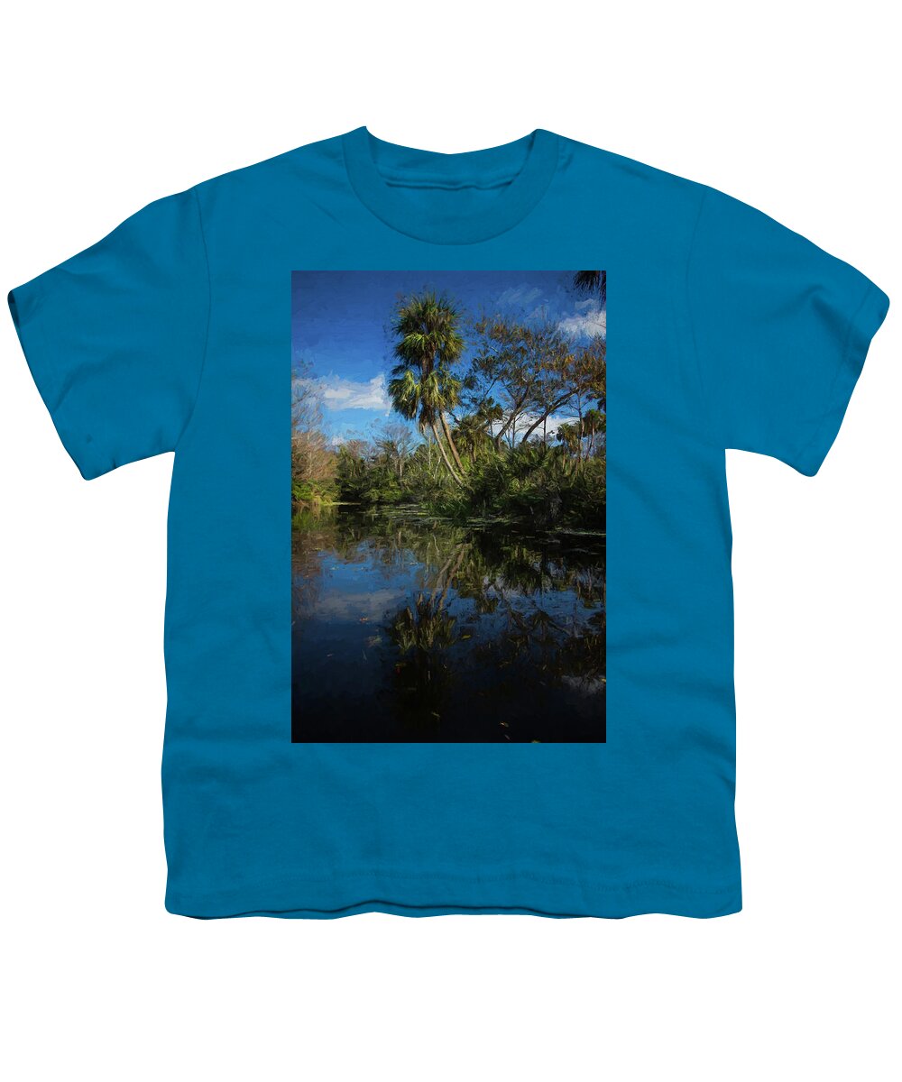 Clouds Youth T-Shirt featuring the photograph Reflections in the Tropics Oil Painting by Debra and Dave Vanderlaan