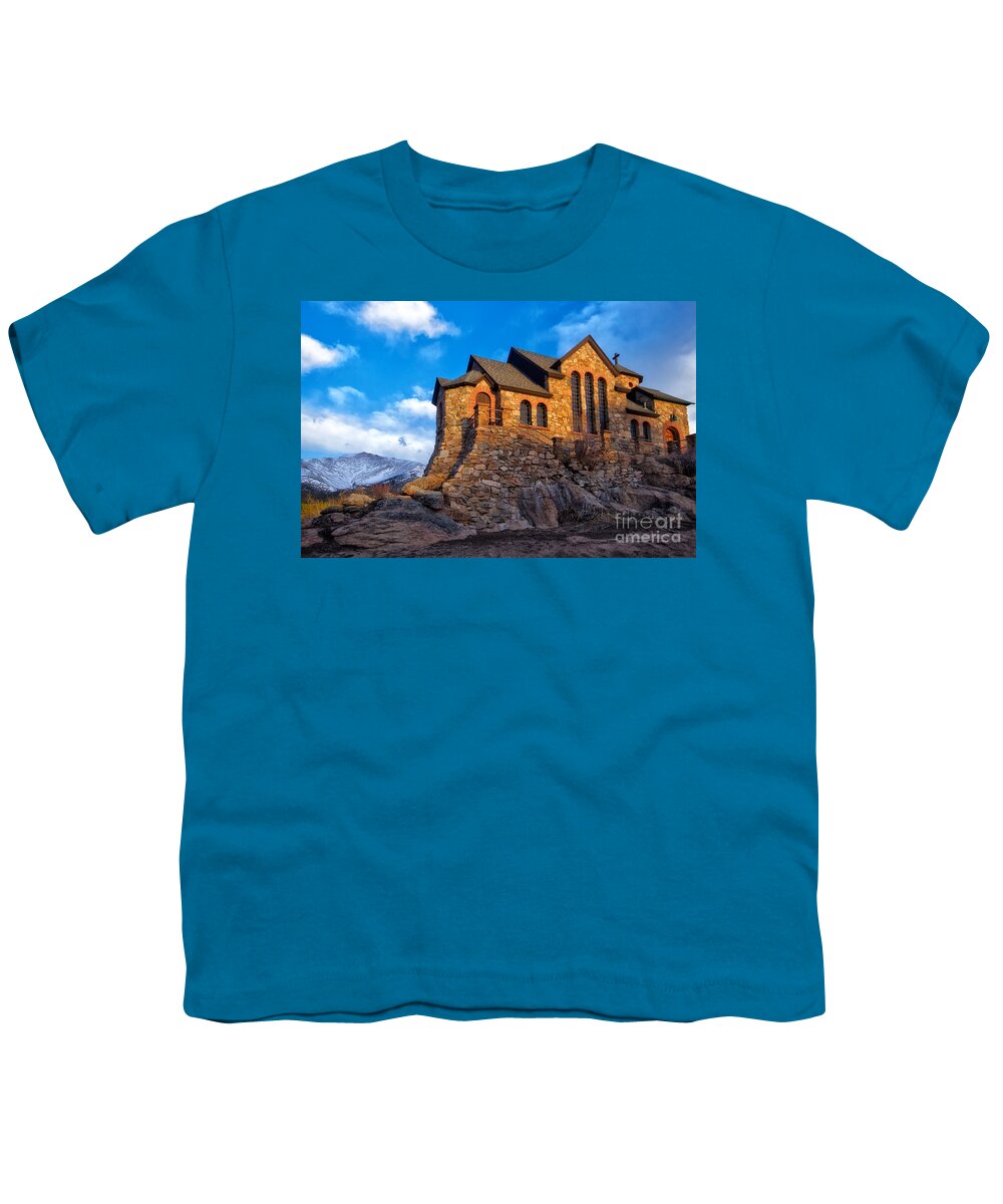 St Malo Youth T-Shirt featuring the photograph St Malo Church, Allenspark Colorado by Ronda Kimbrow