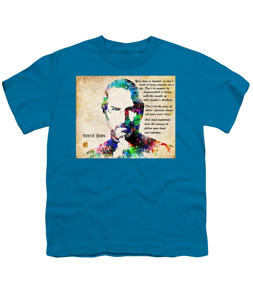 Steve Jobs Youth T-Shirt featuring the digital art Steve Jobs Portrait by Patricia Lintner