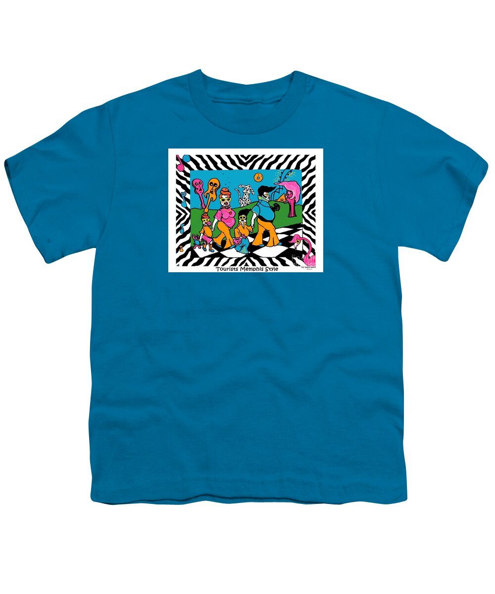 Tourists Youth T-Shirt featuring the mixed media Tourists Memphis Style by Lizi Beard-Ward