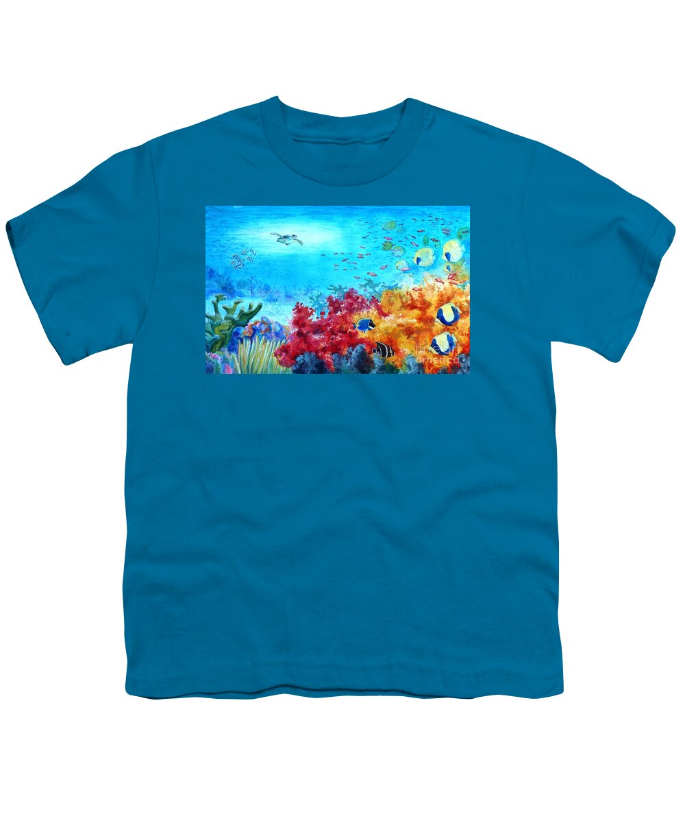 Underwater Youth T-Shirt featuring the painting Under the Sea by Petra Burgmann