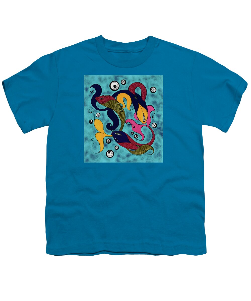 Fish Youth T-Shirt featuring the mixed media Water Dance by Michele Sleight
