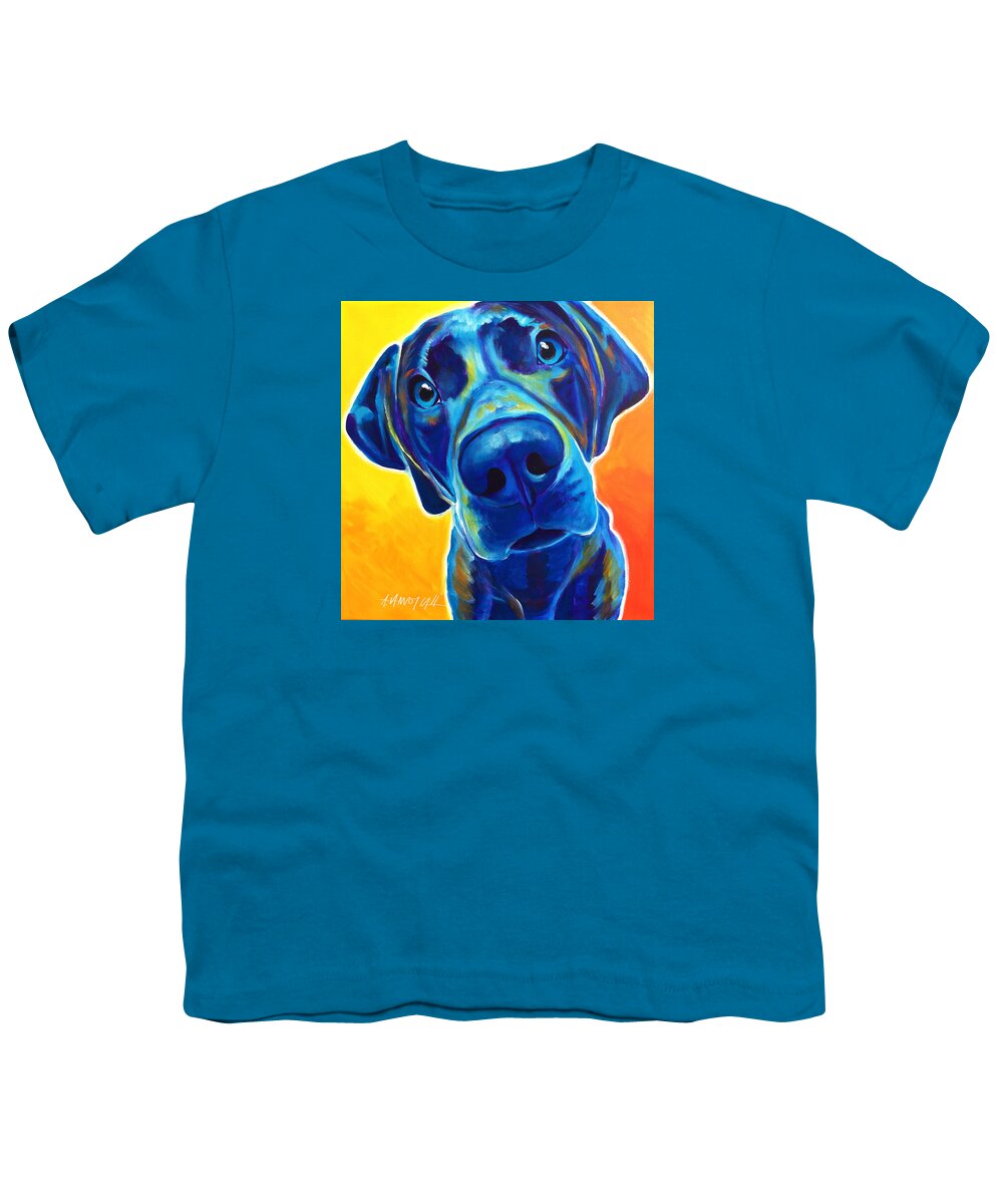 Weimaraner Youth T-Shirt featuring the painting Weimaraner - Bentley by Dawg Painter
