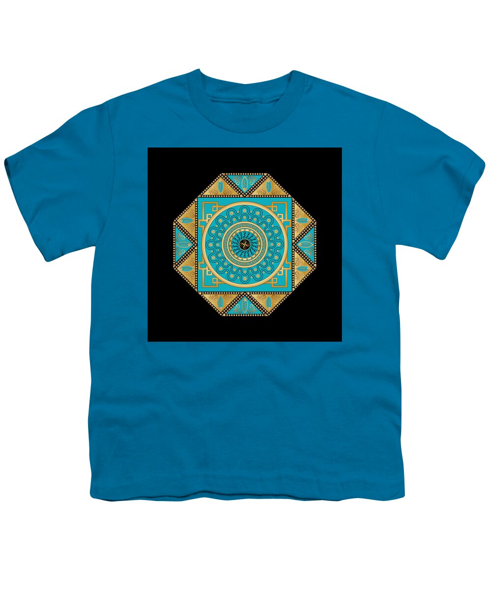 Mandala Youth T-Shirt featuring the digital art Circumplexical No 3557 by Alan Bennington