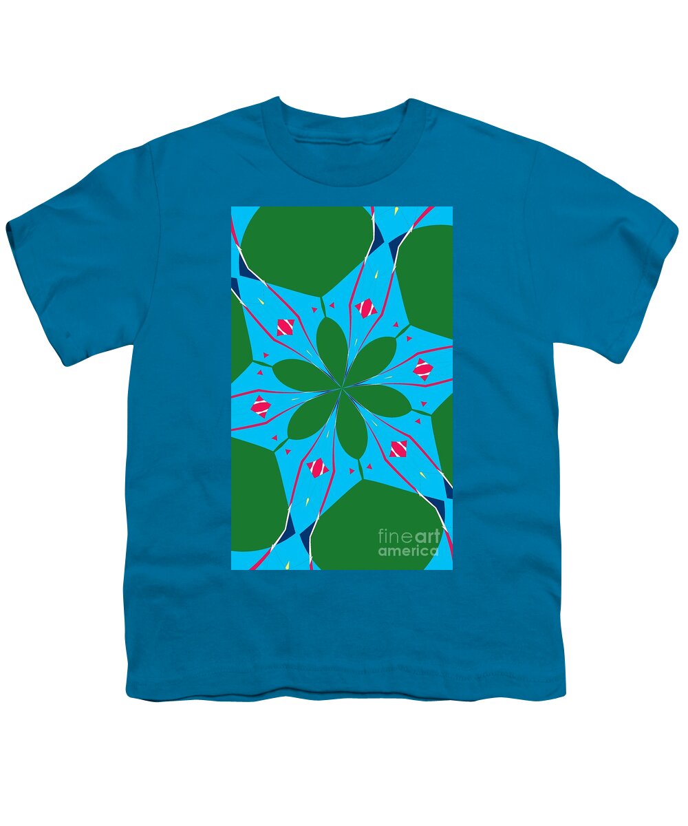 Green Youth T-Shirt featuring the mixed media Flowers number 23 by Alex Caminker