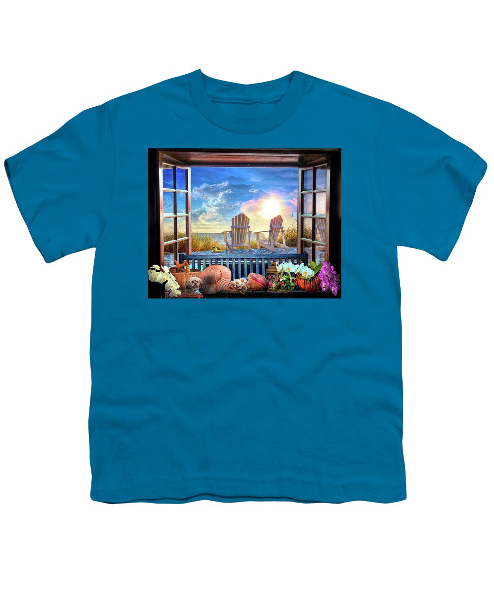 Clouds Youth T-Shirt featuring the photograph Beachhouse Vacation by Debra and Dave Vanderlaan