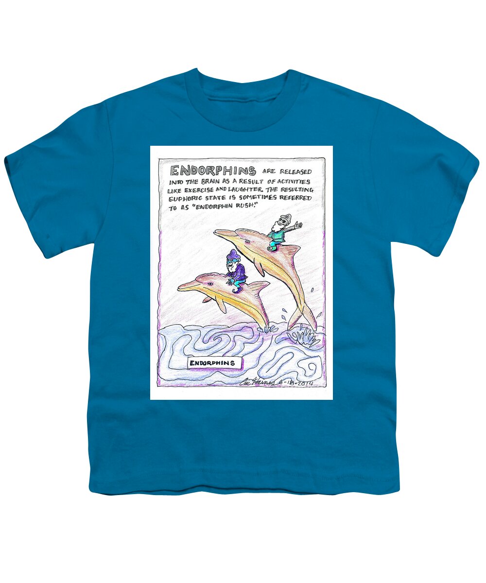 Endorphins Youth T-Shirt featuring the drawing Endorphins by Eric Haines