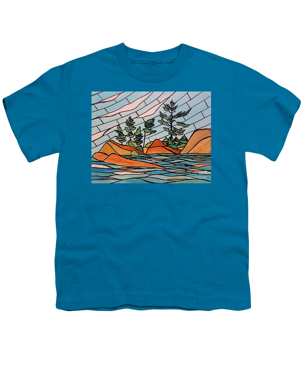 Georgian Bay Youth T-Shirt featuring the painting Georgian Bay SG10 by Petra Burgmann