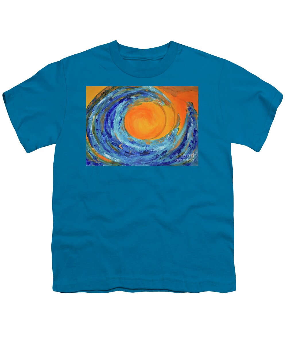 Abstract Art Youth T-Shirt featuring the painting Golden Wave by Leonida Arte