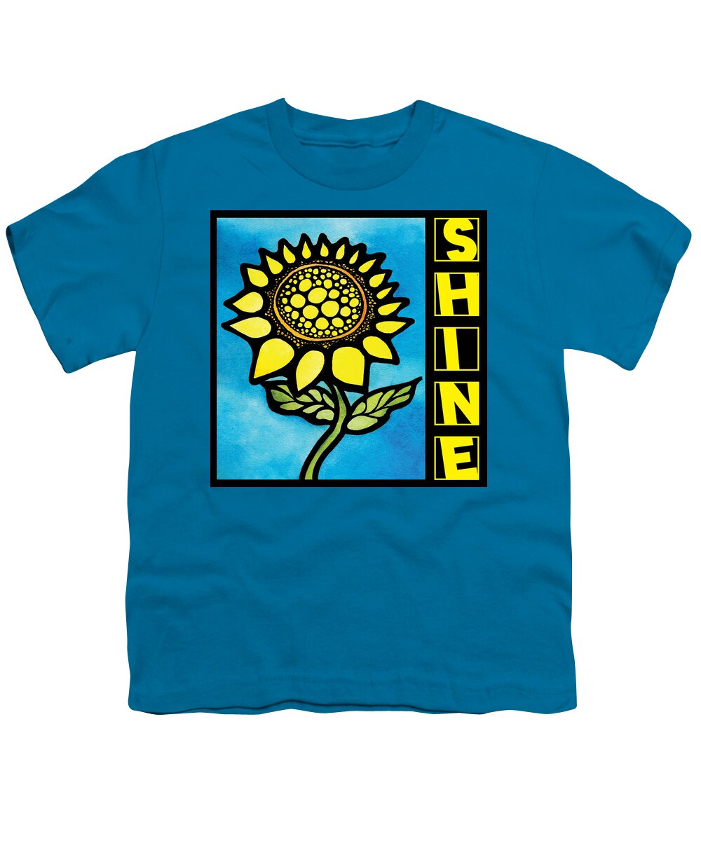 Sunflower Youth T-Shirt featuring the mixed media Sunflower Shine by Ginny Gaura