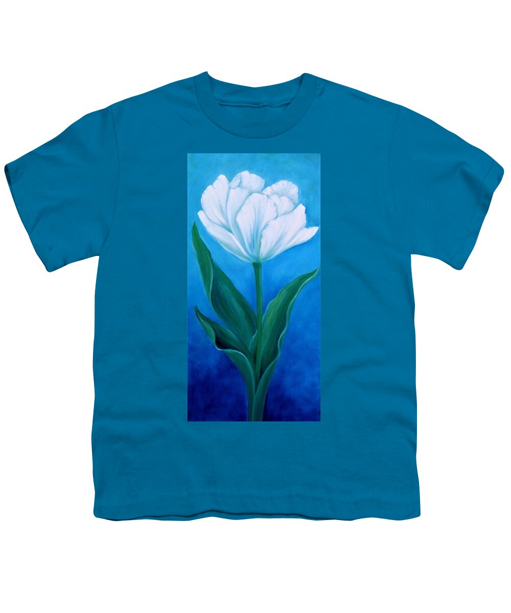 Tulip Youth T-Shirt featuring the painting White Tulip by Archana Gautam
