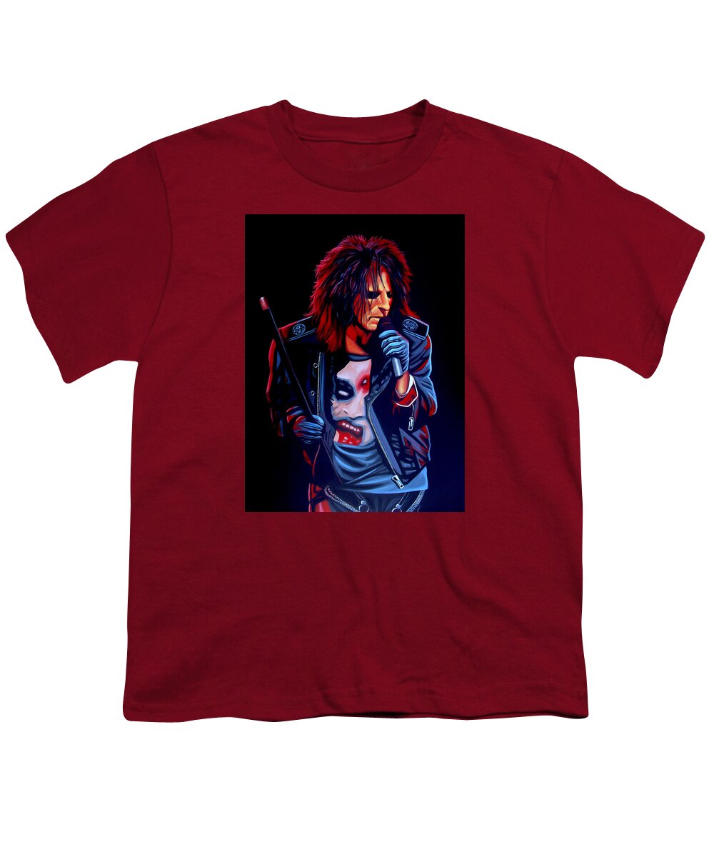 Alice Cooper Youth T-Shirt featuring the painting Alice Cooper by Paul Meijering
