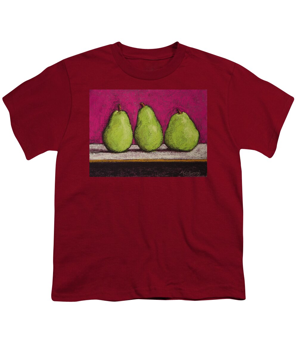 Magenta Youth T-Shirt featuring the pastel 3 Pears Magenta by Marna Edwards Flavell