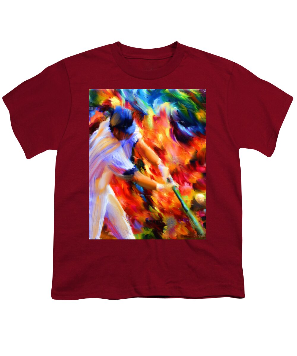 Baseball Youth T-Shirt featuring the digital art Baseball III by Lourry Legarde