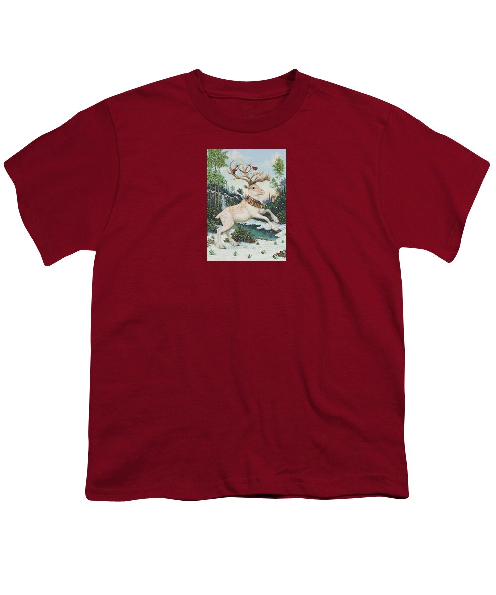Christmas Youth T-Shirt featuring the painting Five Gold Rings by Lynn Bywaters