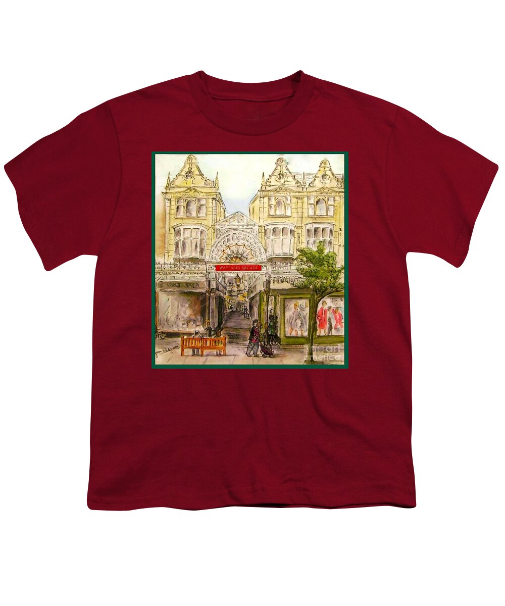 Wayfares Arcade Youth T-Shirt featuring the painting Wayfarers Arcade 2 by Joan-Violet Stretch