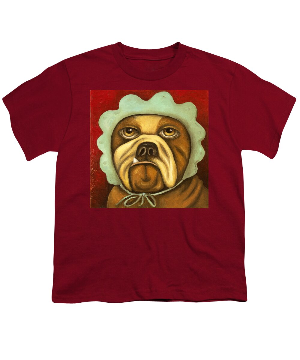 Dog Youth T-Shirt featuring the painting Baby Crash by Leah Saulnier The Painting Maniac