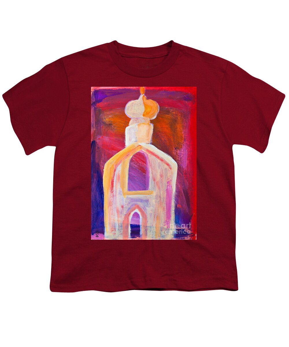 Portuguese Youth T-Shirt featuring the painting Portuguese Church by Simon Bratt