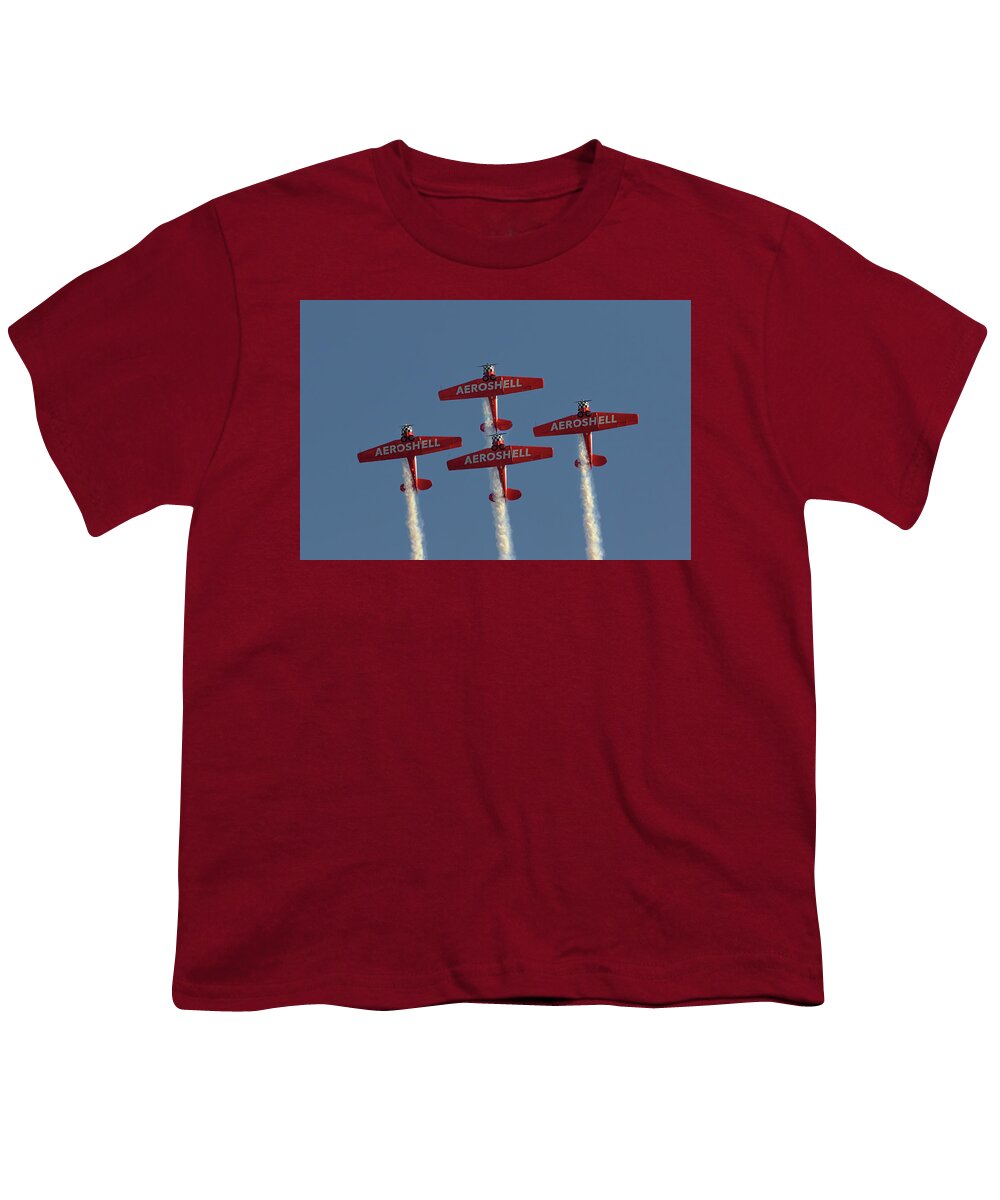 Aeroshell Youth T-Shirt featuring the photograph Aeroshell Aerobatic Team by Susan Rissi Tregoning