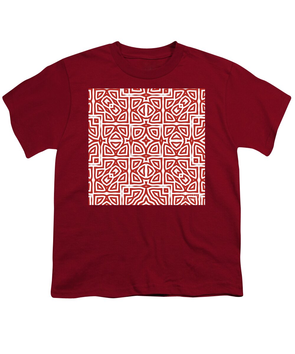 Geometric Art Youth T-Shirt featuring the painting Alhambra Red by Mindy Sommers
