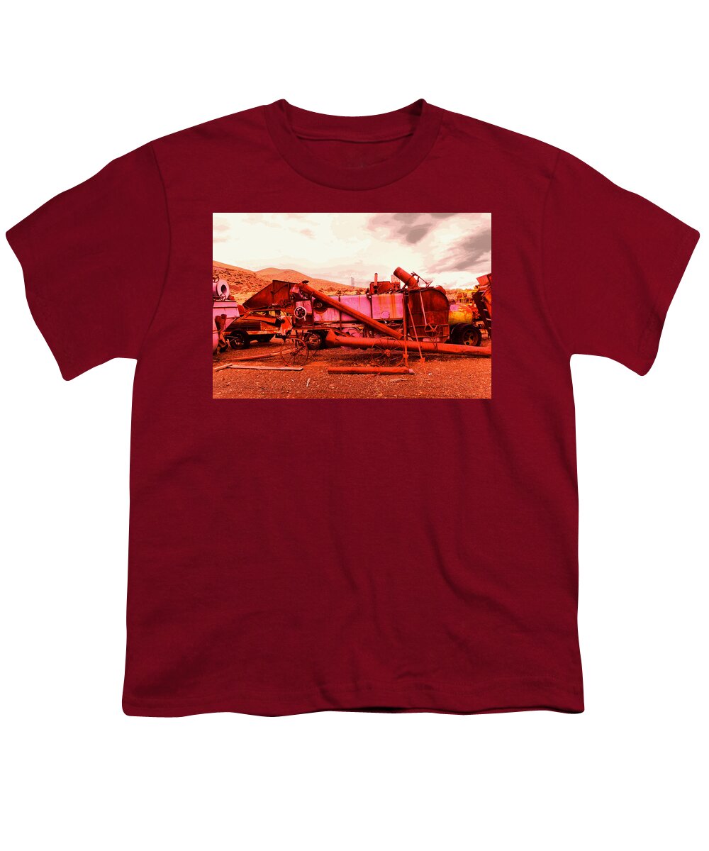 Old Youth T-Shirt featuring the photograph An old rusty harvestor by Jeff Swan