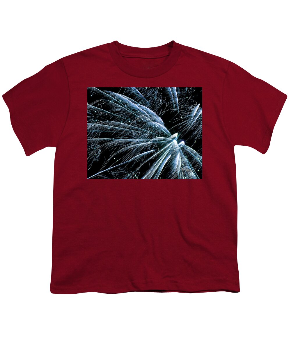 Fireworks Youth T-Shirt featuring the photograph Blue Fairy Fireworks #0710_3 by Barbara Tristan
