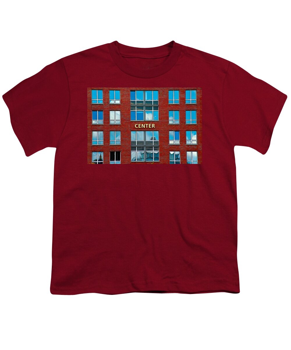 Building Youth T-Shirt featuring the photograph Center by Harry Spitz
