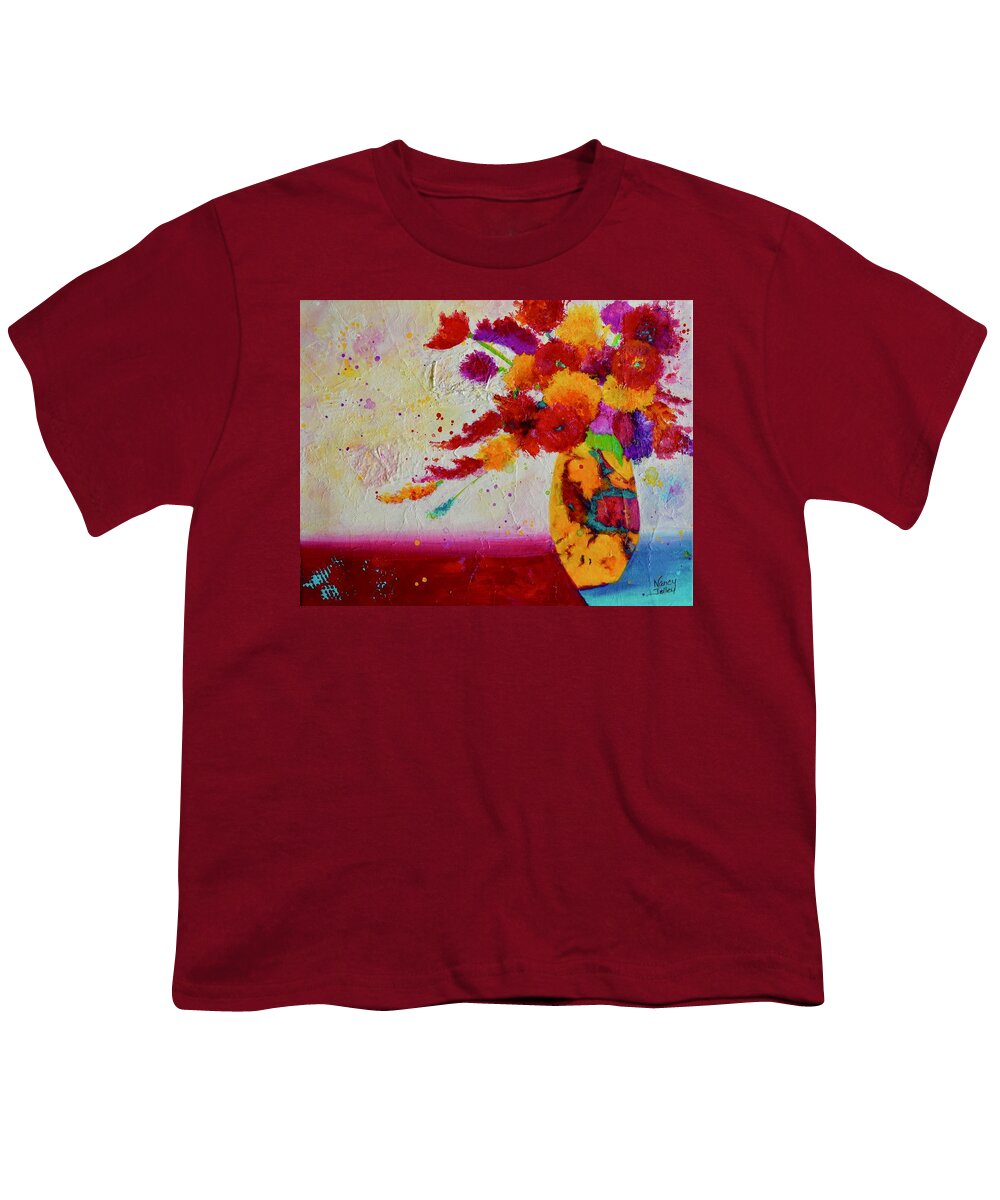 Flowers Youth T-Shirt featuring the painting Confetti by Nancy Jolley