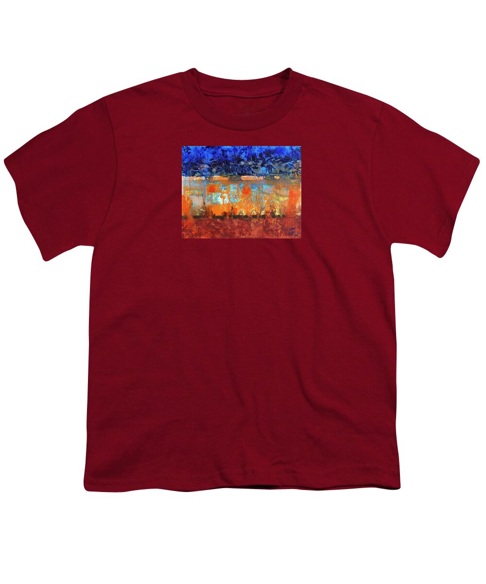 Desertscape Youth T-Shirt featuring the painting Desert Strata by Walter Fahmy