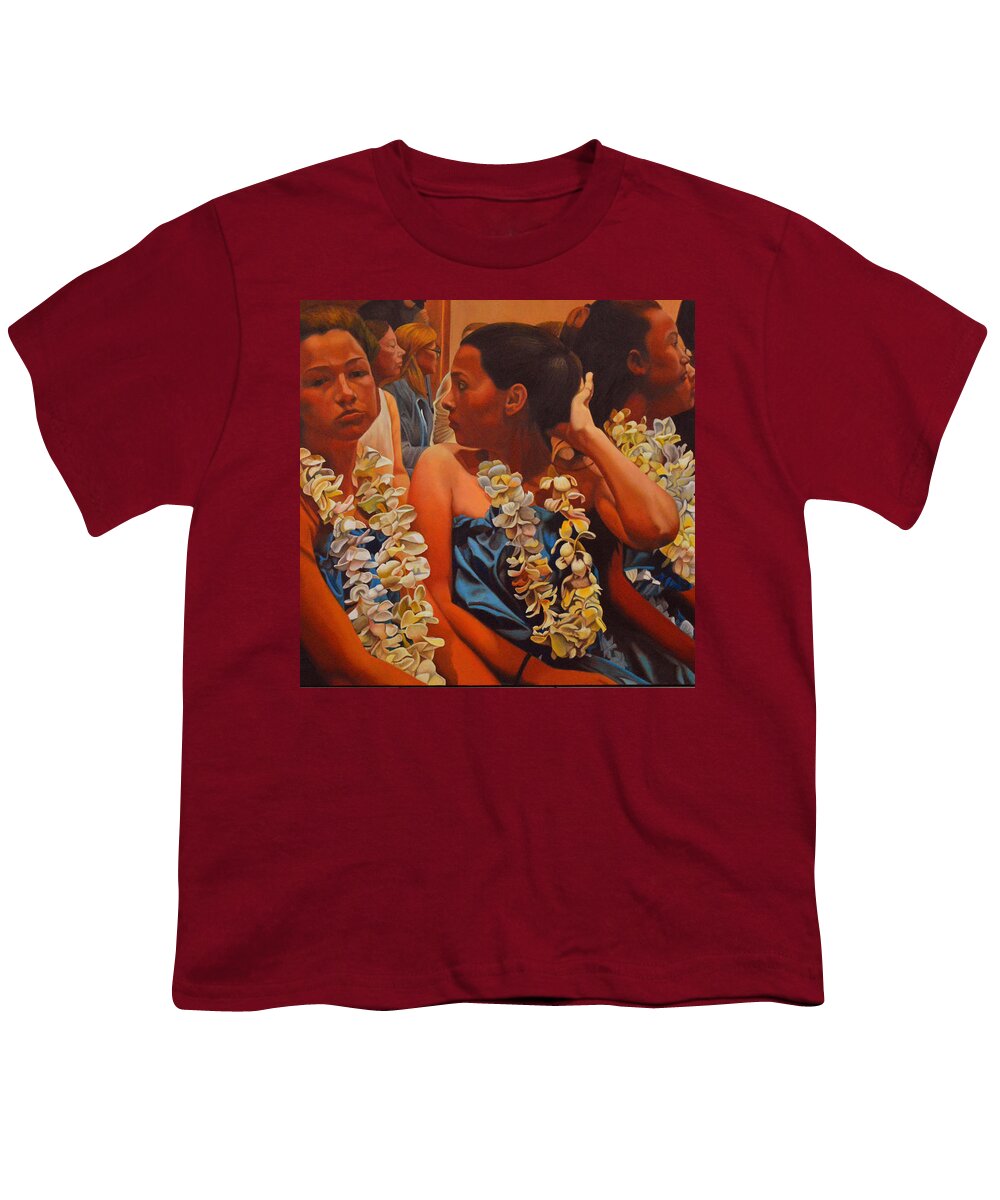 Hawaiian Hula Dancers Youth T-Shirt featuring the painting Grace's Story by Thu Nguyen