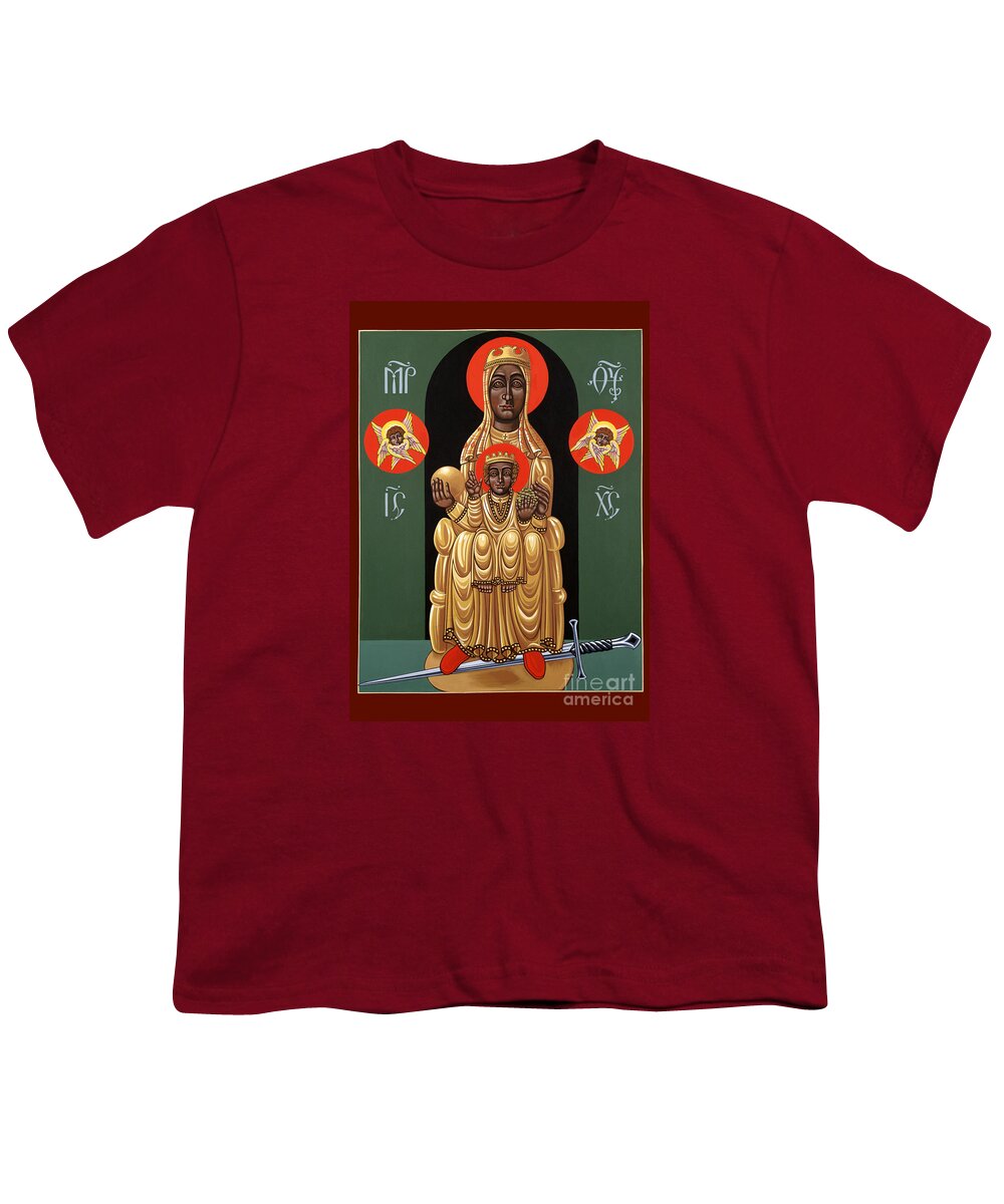 La Morenita De Montserrat Youth T-Shirt featuring the painting La Morenita de Montserrat 150 by William Hart McNichols