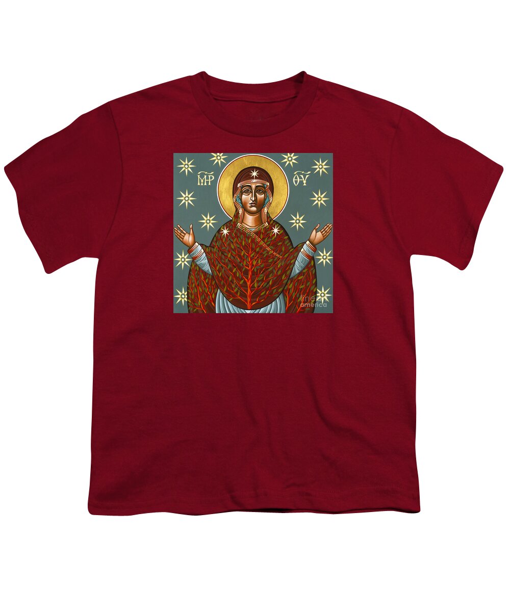 Mother Of God Youth T-Shirt featuring the painting Mt Sinai Theotokos the Burning Bush 131 by William Hart McNichols