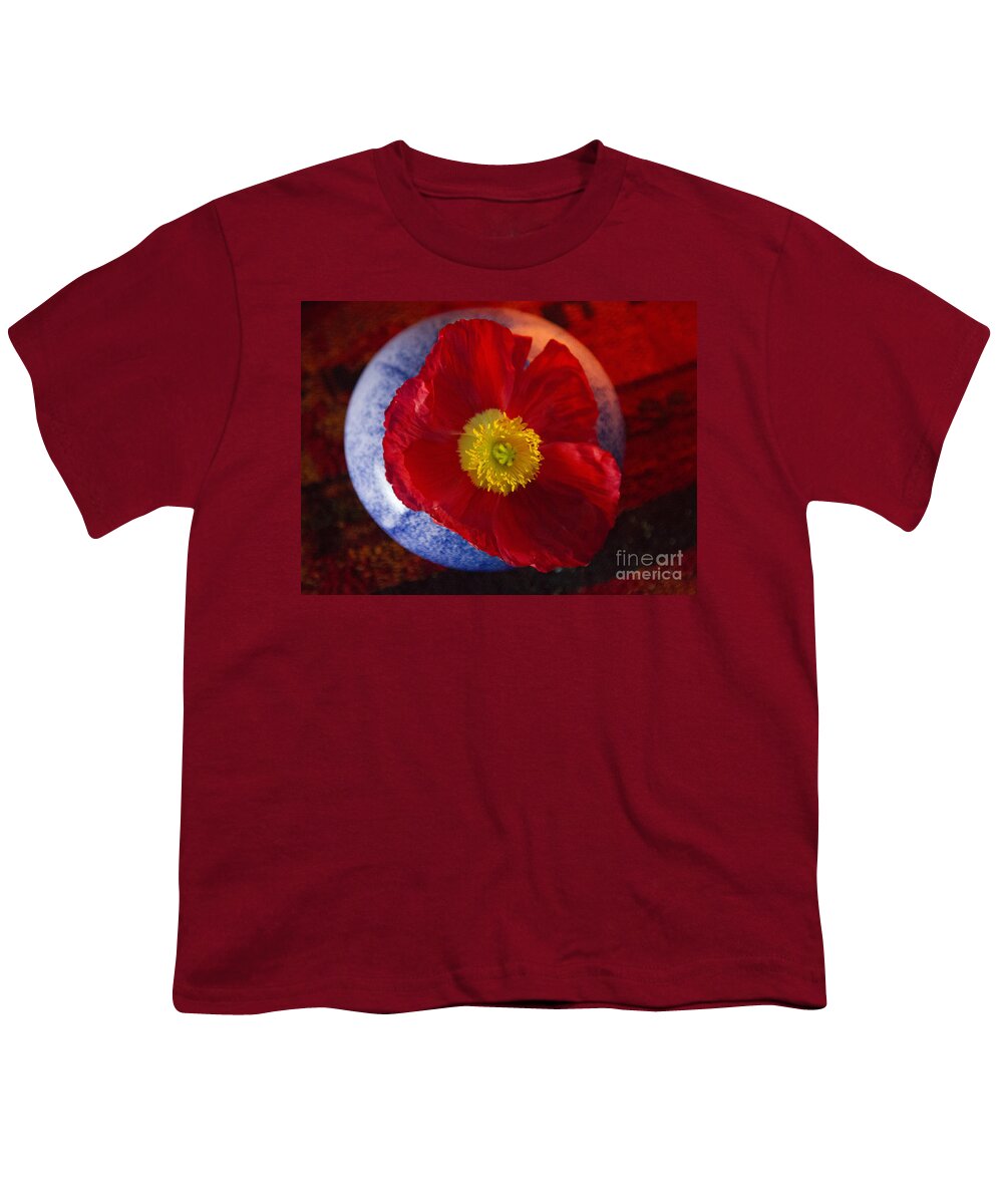 Red Youth T-Shirt featuring the photograph Poppy on Orange by Jeanette French
