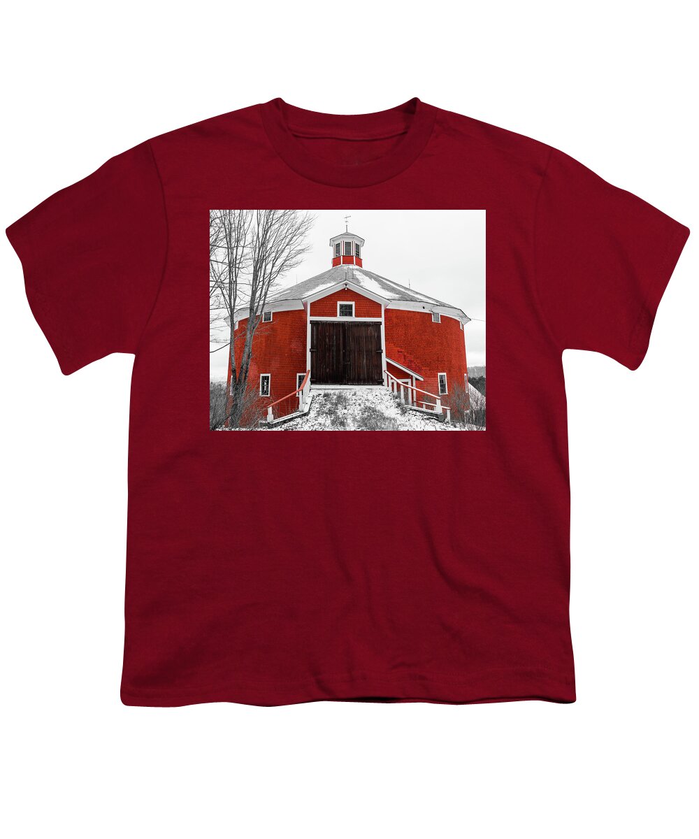 Barn Youth T-Shirt featuring the photograph Round Red Barn by Tim Kirchoff