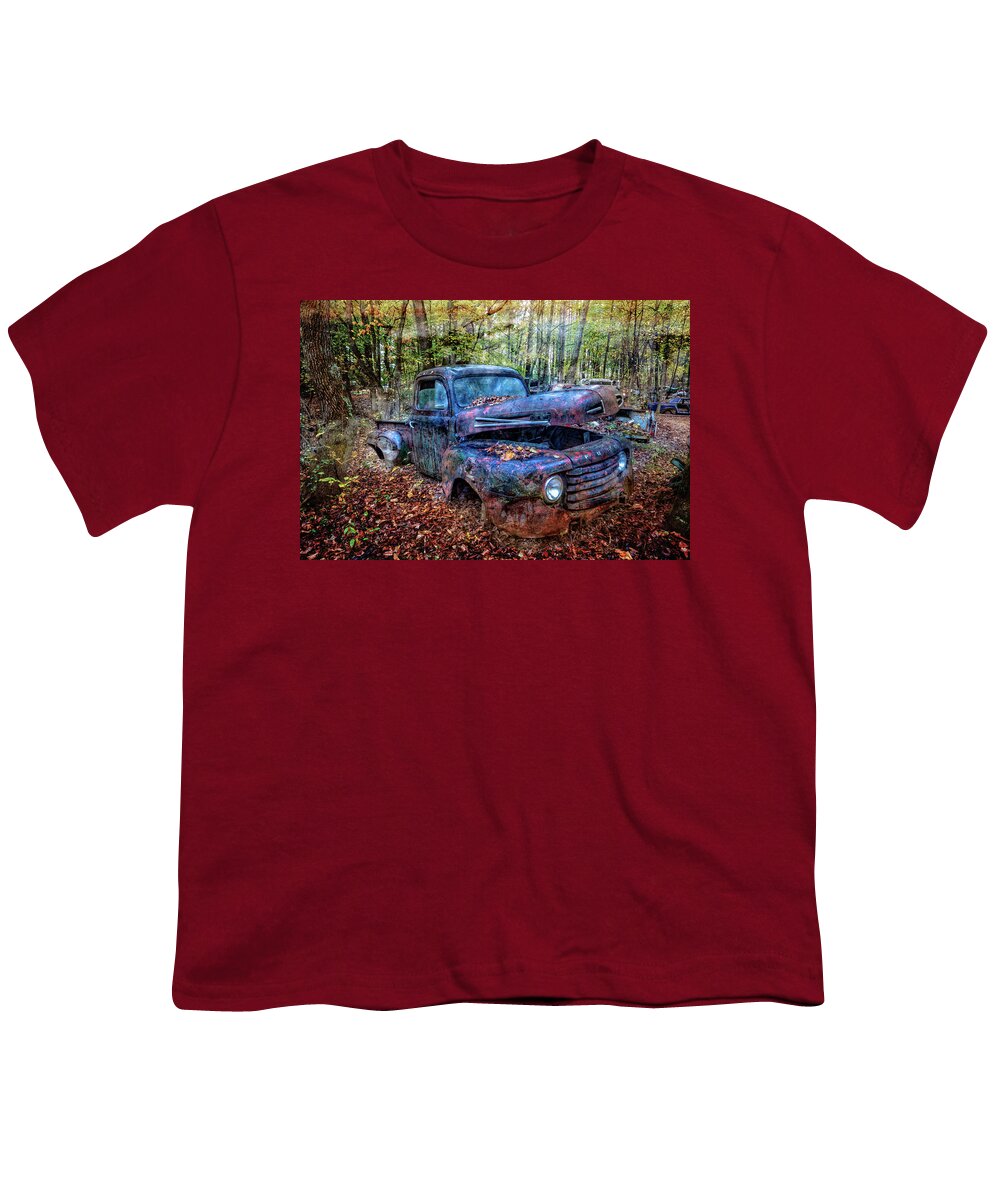 1939 Youth T-Shirt featuring the photograph Rusty Blue Vintage Ford Truck by Debra and Dave Vanderlaan