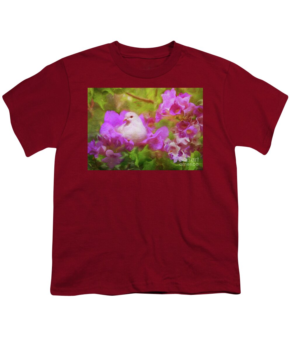 White Dove Youth T-Shirt featuring the photograph The Garden of White Dove by Olga Hamilton