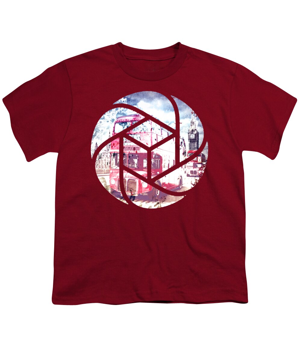 British Youth T-Shirt featuring the photograph TRENDY DESIGN London Red Buses by Melanie Viola