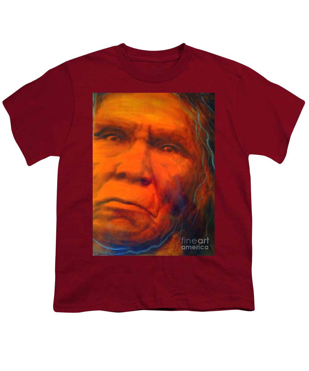 First Nation Portrait Native Men Native Aboriginal Indegenious Global Spirituality Youth T-Shirt featuring the painting We are First Nation by FeatherStone Studio Julie A Miller