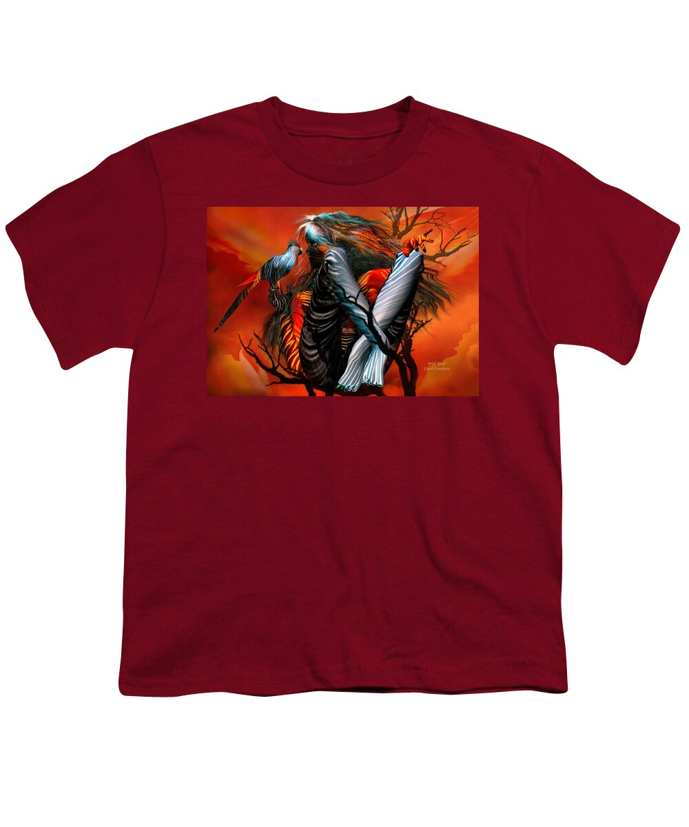 Fantasy Art Youth T-Shirt featuring the mixed media Wild Birds by Carol Cavalaris
