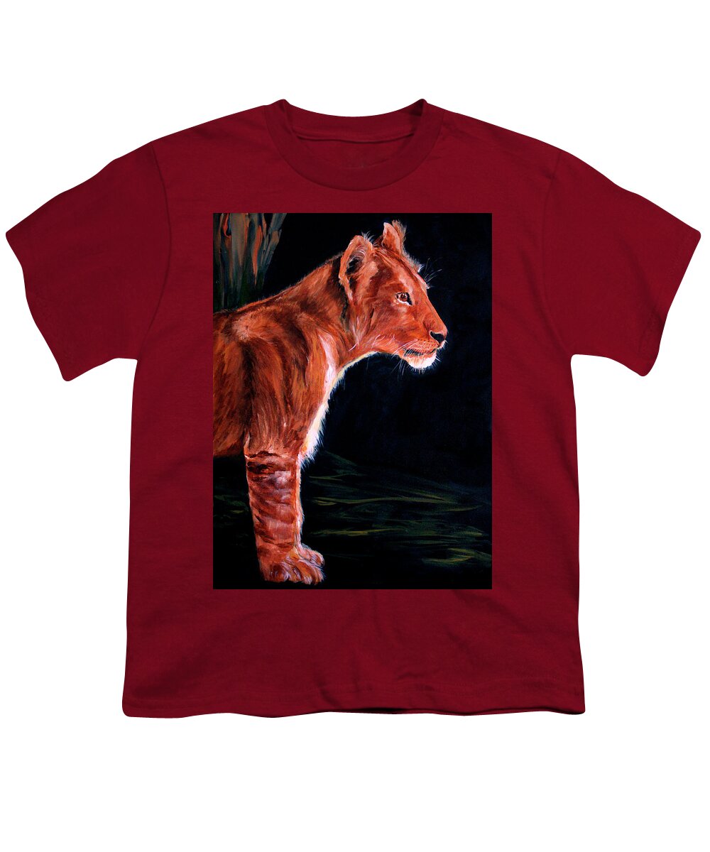 Lion Youth T-Shirt featuring the painting Young Lion by Ellen Canfield