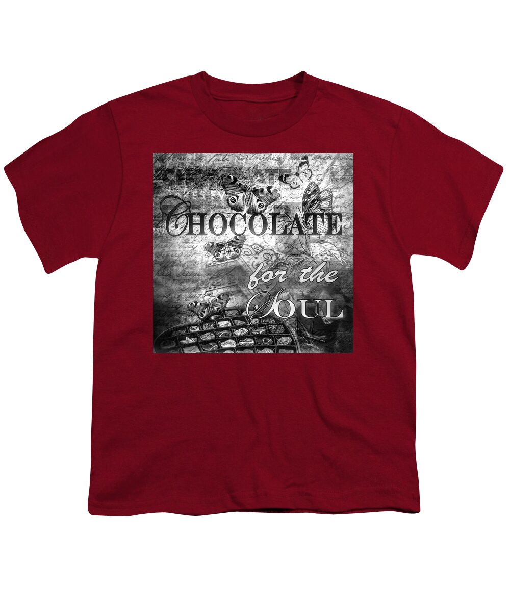 Candy Youth T-Shirt featuring the photograph Chocolate for the Soul in Black and White by Debra and Dave Vanderlaan