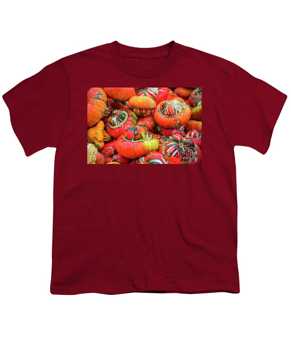 Pumpkin Youth T-Shirt featuring the photograph Colorful pumpkins by Lyl Dil Creations