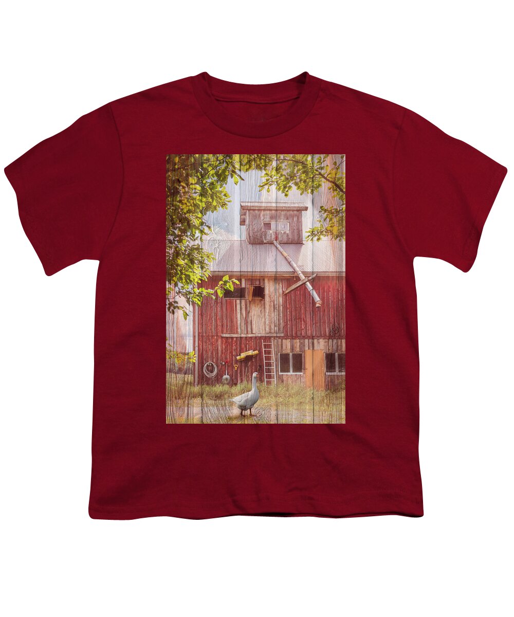 Barn Youth T-Shirt featuring the photograph Farmgoose in Wood Textures by Debra and Dave Vanderlaan