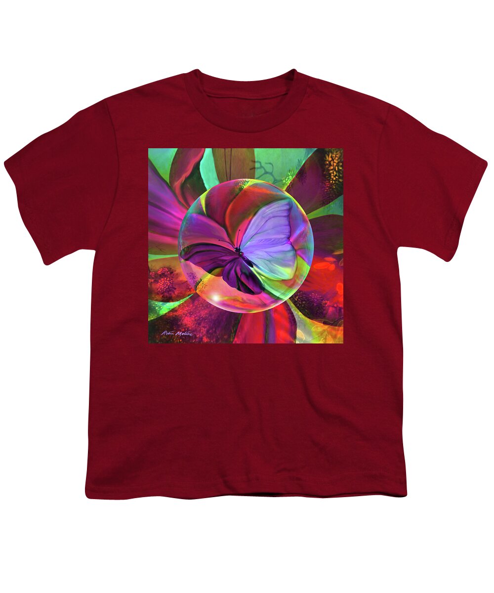 Butterfly Youth T-Shirt featuring the digital art Papillon de Grace by Robin Moline