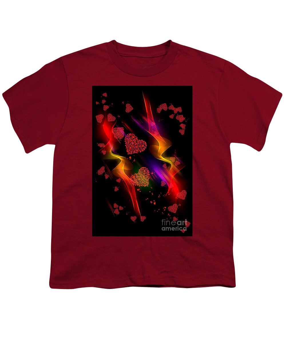 Hearts Youth T-Shirt featuring the digital art Passionate Hearts by Rachel Hannah