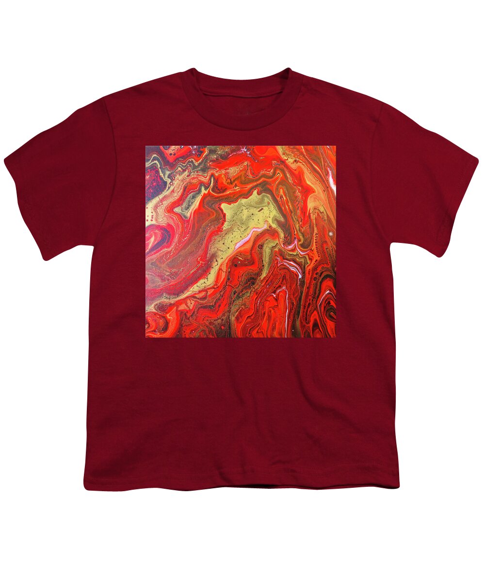 Abstract Youth T-Shirt featuring the painting Red and Gold by Steve DaPonte